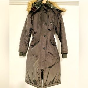 Alpha Industries long Khaki puffy winter coat with removable hood